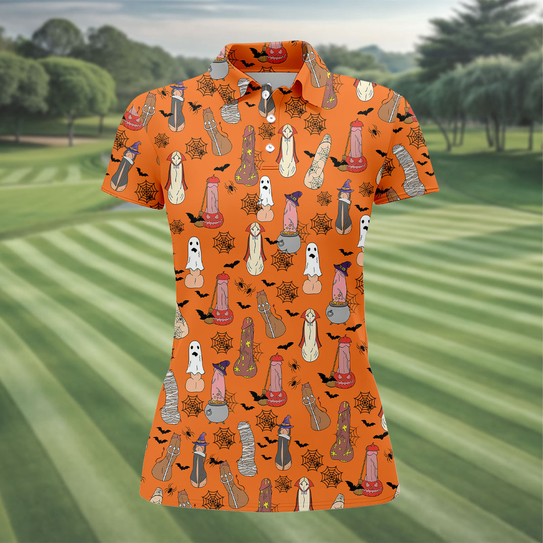 Funny Dirty Orange Halloween Golf Shirt, Funny Golf Shirts Women, Halloween Gift Idea, Ladies Golf Polos