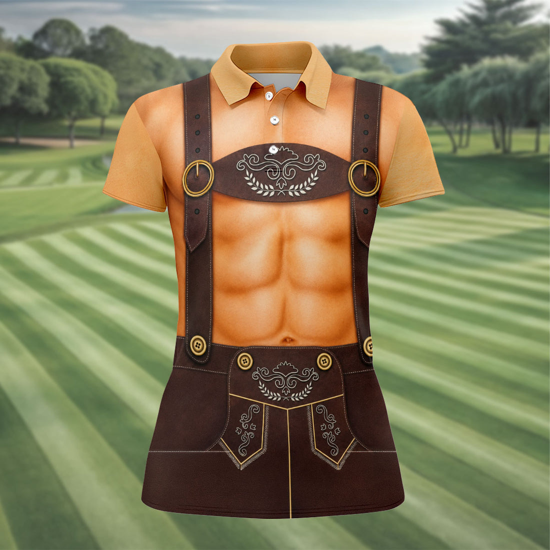 Funny Lederhosen Oktoberfest Costume Polo Shirt, Golf Shirts For Women, Women’s Golf Apparel