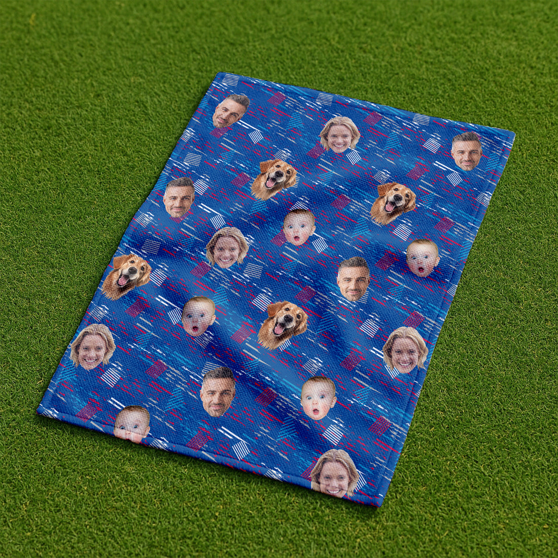 Custom Face Towel, American Flag Custom Towel With Faces, Patriotic Golf Towel,  4th of July Stars Golf Towel