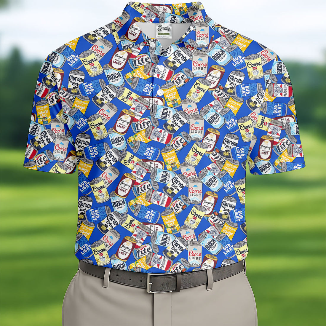 American Beer Cans Blue Golf Shirt, Golf And Beer Polo Shirts For Men, Golf Shirts For Men
