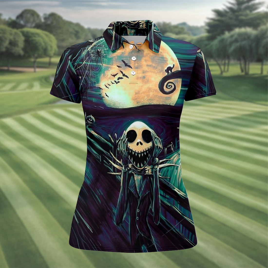 Halloween Skeleton Horror Character Golf Shirt, Golf Shirts For Women, Printed Golf Shirt