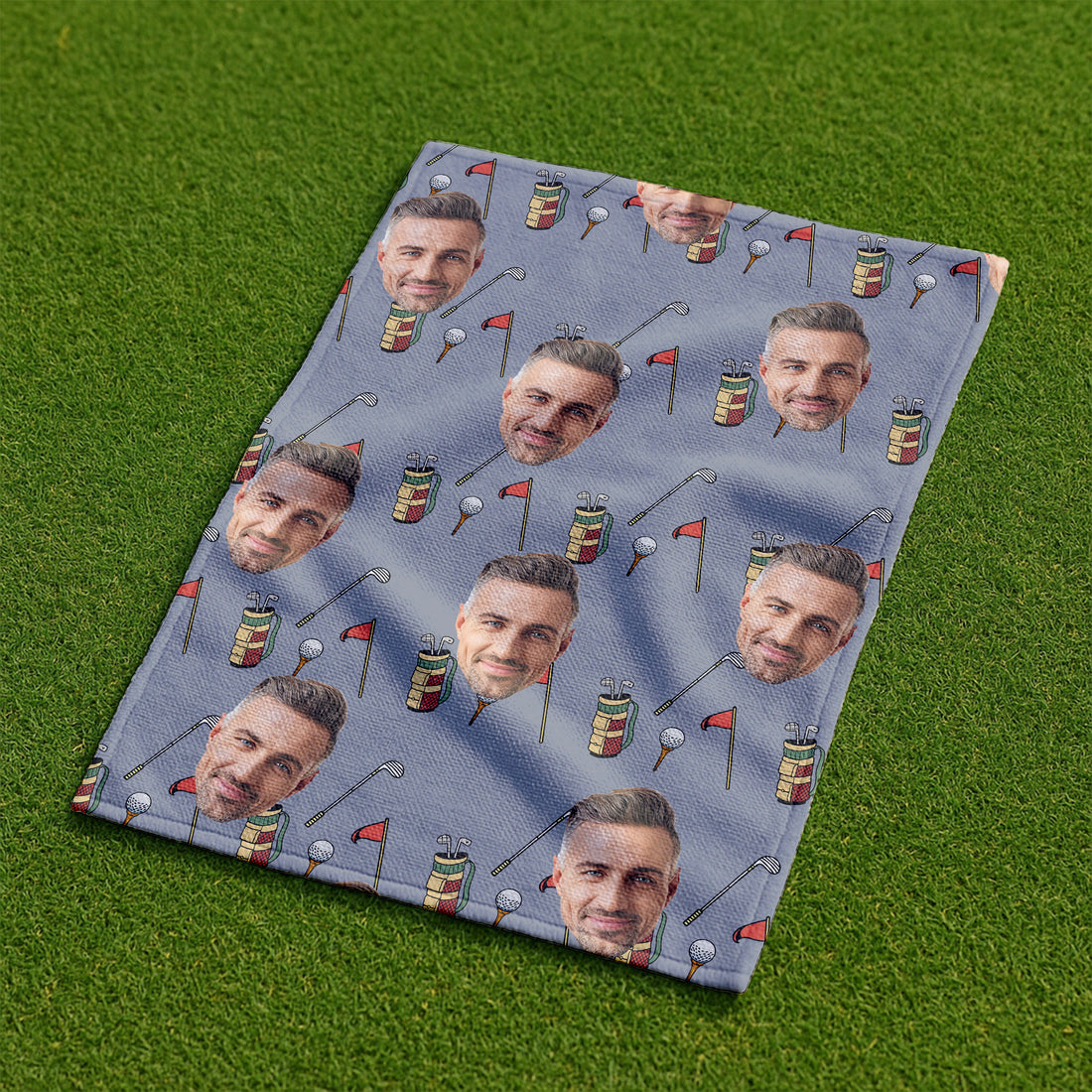 Grey Golf Towel With Custom Pet Portrait, Unique Gift For Golfer, Christmas Golf Gift, Golf Accessories