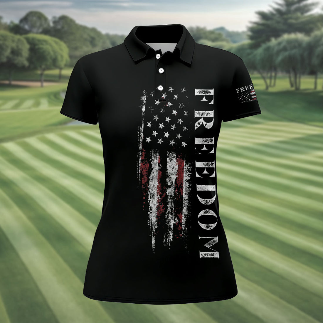 Freedom USA Distressed Flag US 250th Anniversary Golf Shirt, Patriotic Golf Shirt, Golf Shirts For Women