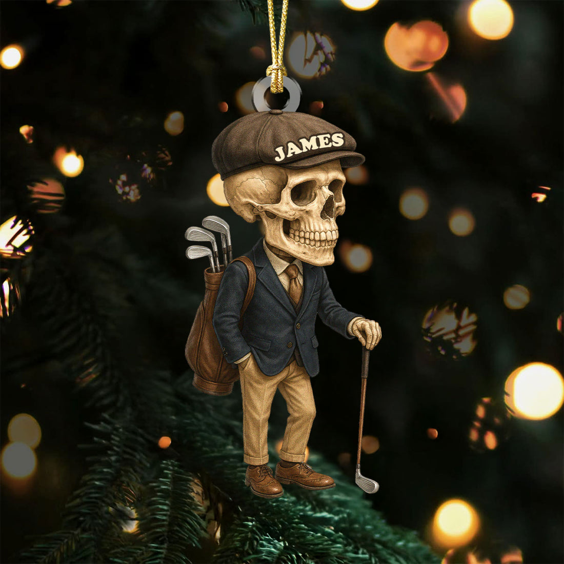 Funny Skeleton Vintage Golfer Acrylic Ornaments, Golf Christmas Gifts, Funny Golf Presents
