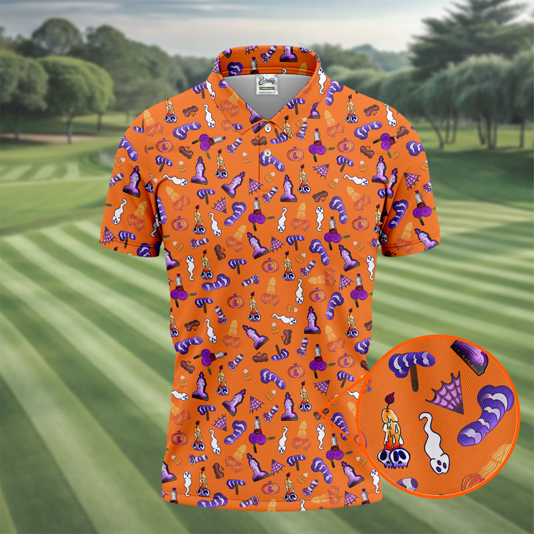 Funny Dirty Orange And Purple Halloween Golf Shirt, Fun Golf Shirts For Men, Cool Golf Gift