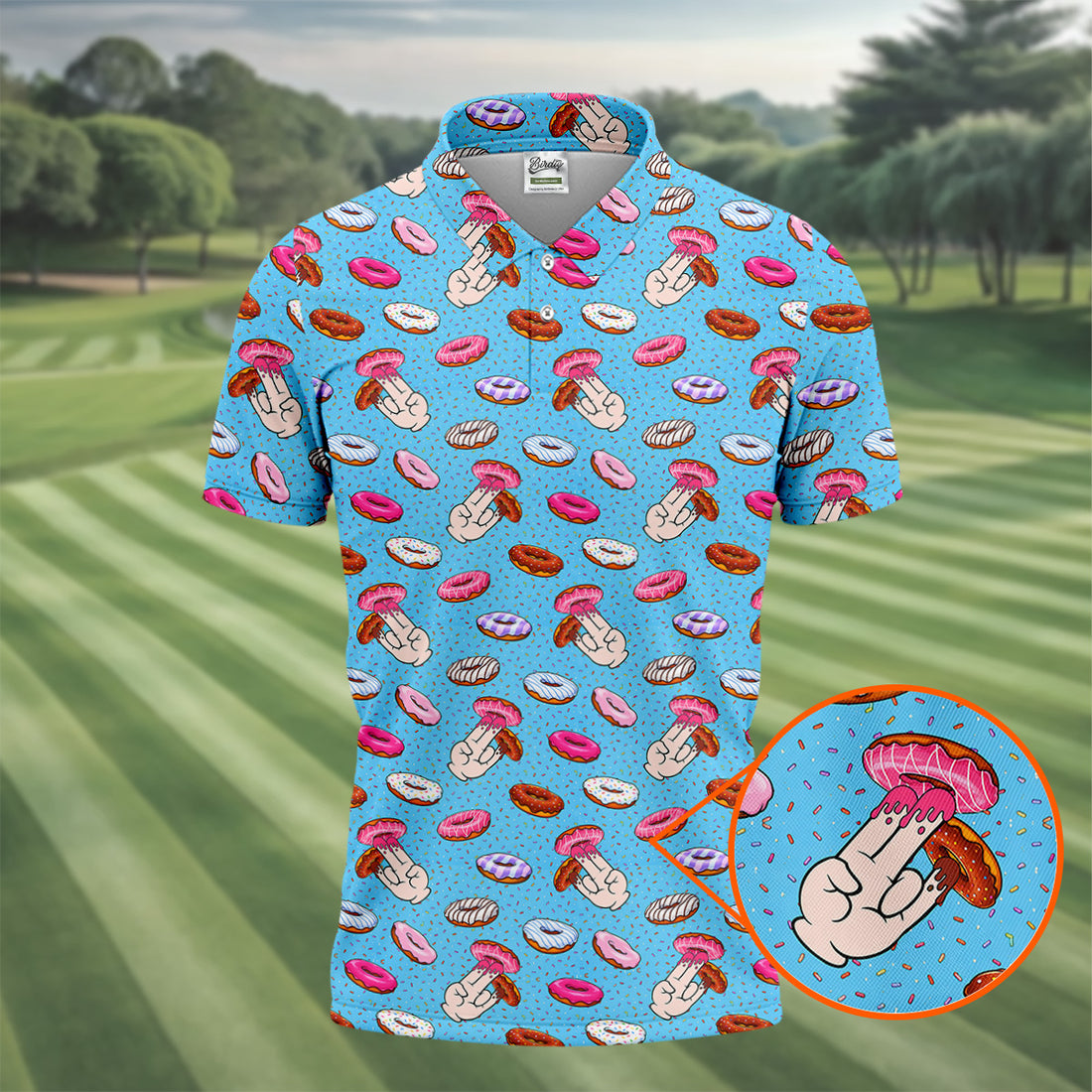 Finger Donuts Adult Humor Blue Golf Shirt, Fun Golf Shirts For Men, Polo Shirts For Men, Golf Gift For Men