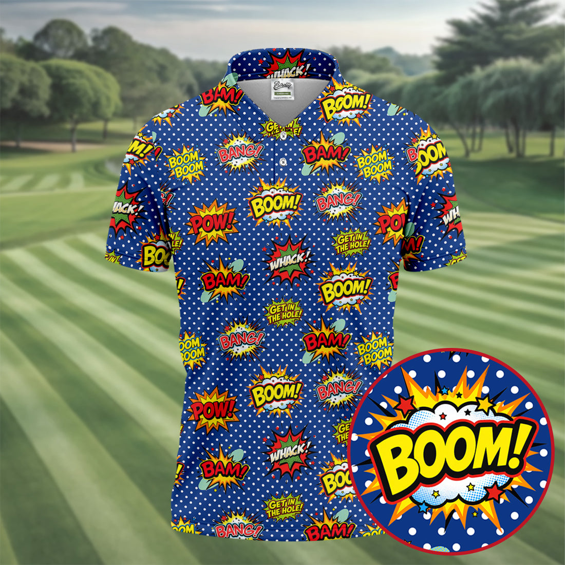 Funny Comic Pop Art Golf Shirt, Mens Golf Shirts, Golf Apparel For Men