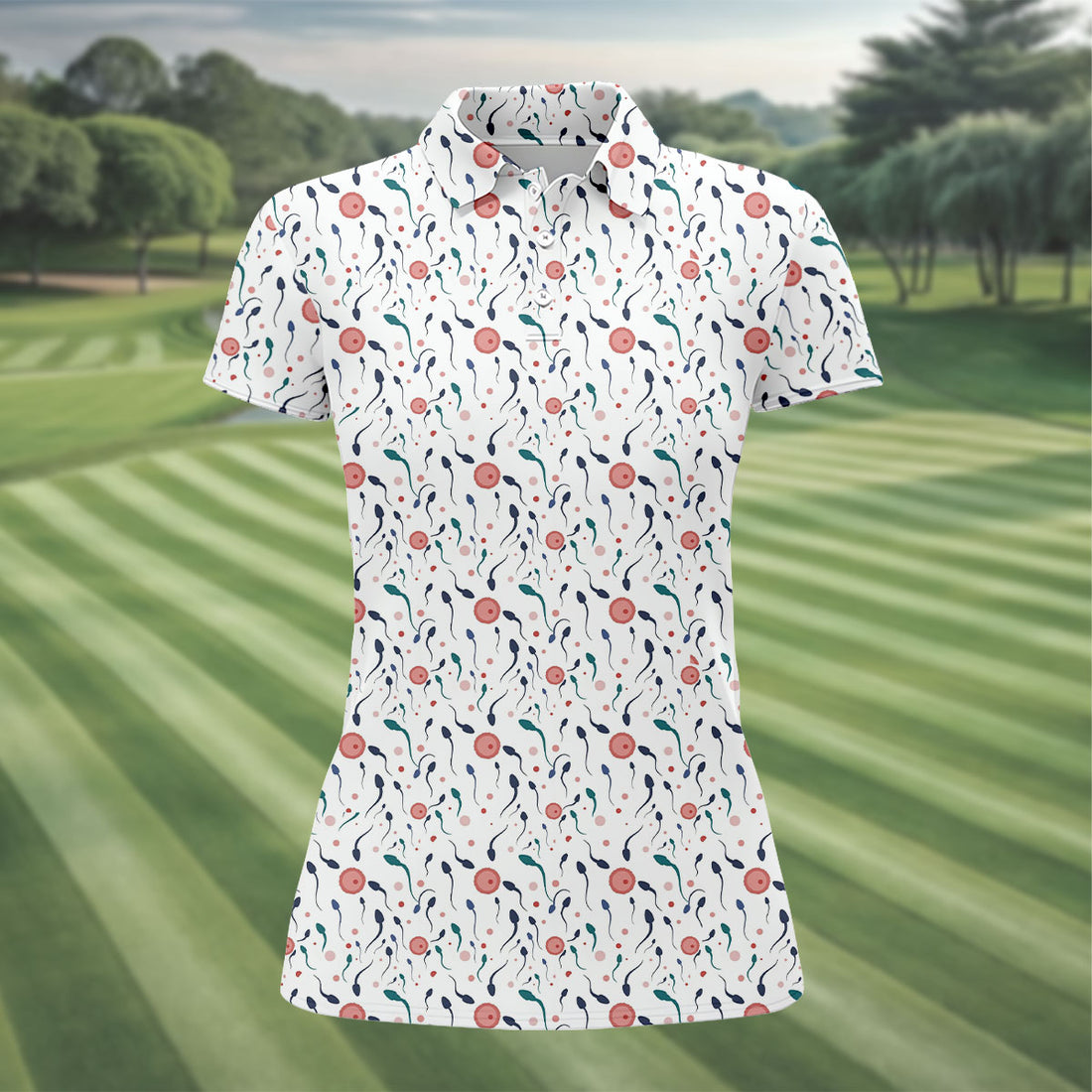 Funny Crazy Egg Fertilization White Golf Shirt, Golf Gifts For Valentine's Day, Golf Shirt For Women