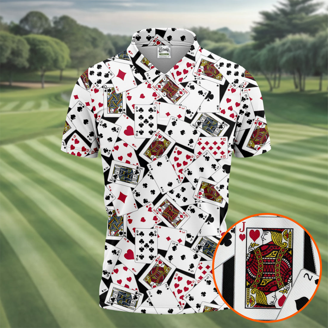 Playing Cards Poker Pattern Hawaiian Golf Shirt, Golf Polo Shirts For Men, Mens Golf Apparel