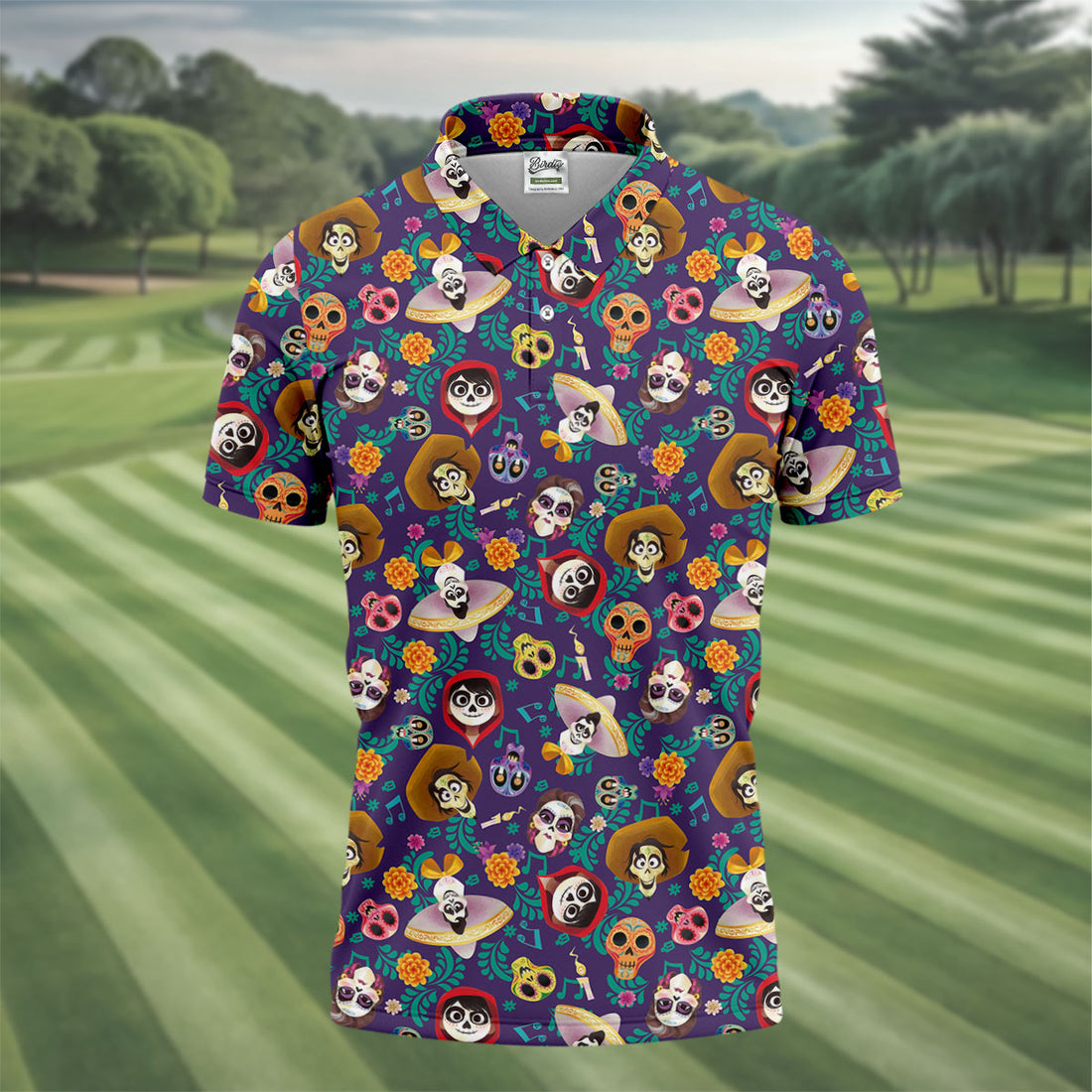 Day Of The Dead Sugar Skull Halloween Golf Polo Shirt, Mens Golf Polo, Golf Apparel For Men