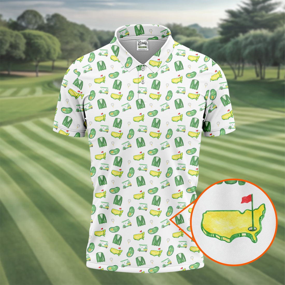 Master Golf Seamless Pattern White Golf Shirt, Cool Golf Shirt, Polo Shirts For Men, Golf Shirts For Men
