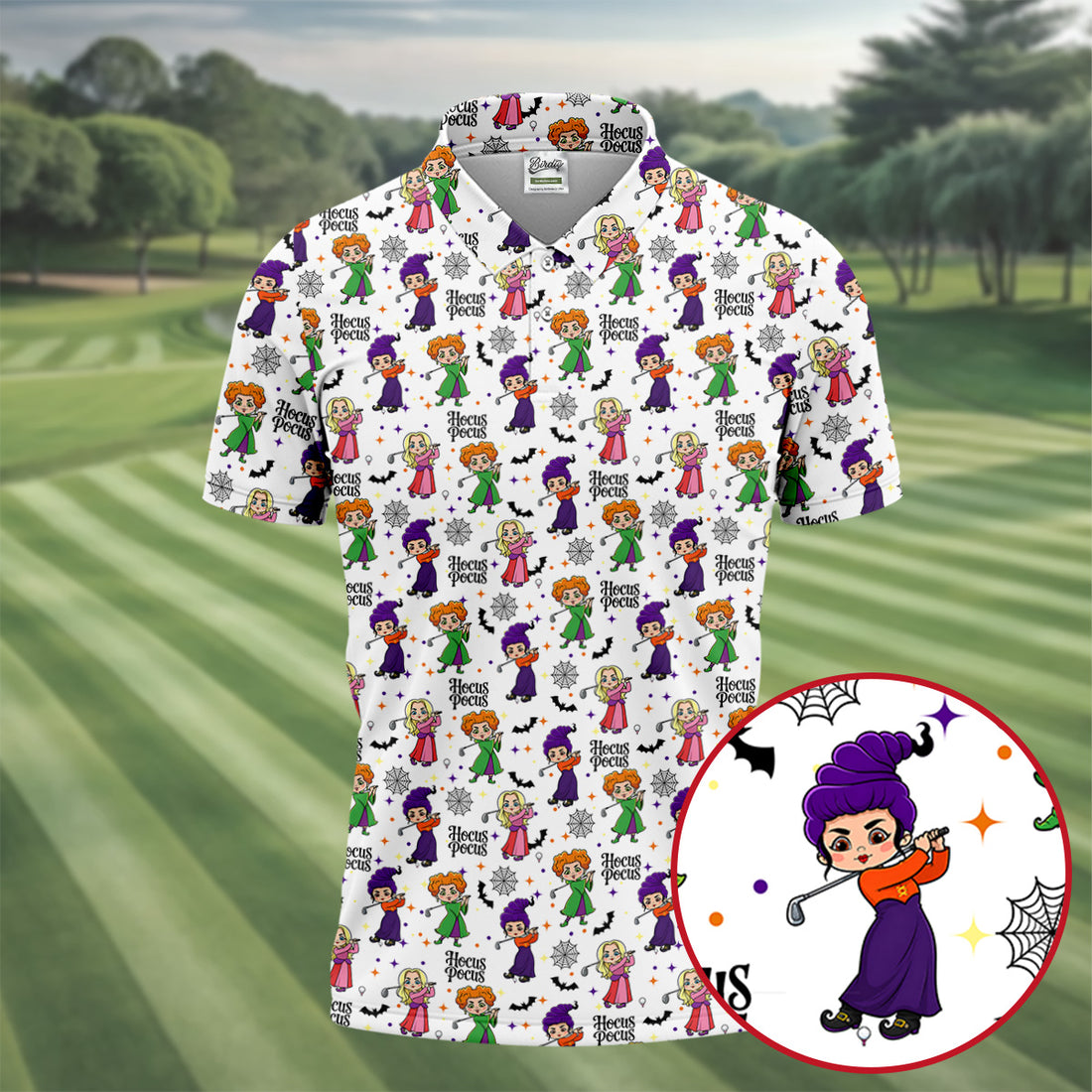 Hocus Pocus Horror Character Polo Shirt, Halloween Shirts For Men, Mens Golf Polo