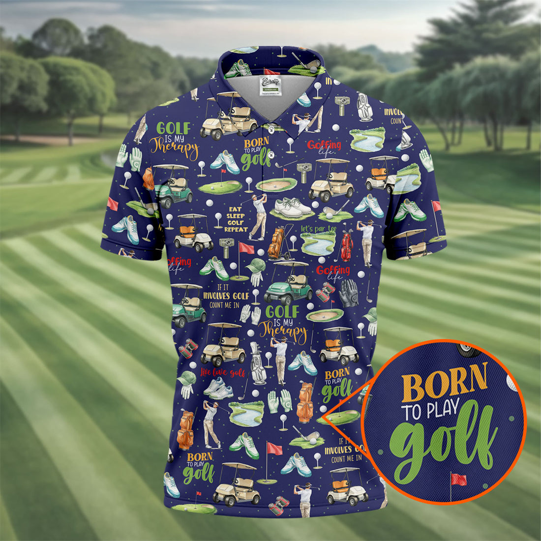 Born To Play Golf Let's Par Tee Blue Golf Shirt, Men's Funny Golf Shirts, Golf Shirts For Men, Polo For Men