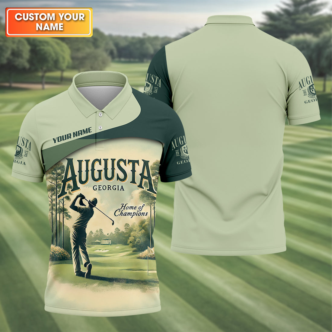 Custom Augusta Georgia Men's Golf Polo Shirt, Mens Golf Gift, Mens Golf Shirt