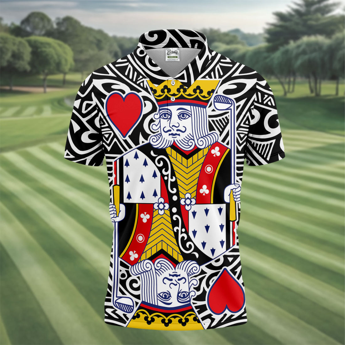 King Of Hearts Playing Card Golf Shirt, Men's Golf Shirt, Hawaiian Golf Shirt, Polo Shirts For Men