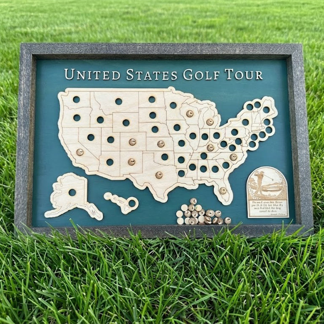 Golf Course Wooden Travel Maps, Golf Map USA With Pin, Golf Tracker Gift For Golfer