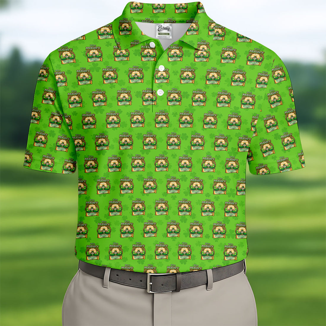 Green St Patrick's Day Funny Adult Shamrock Golf Shirt, Polo Shirts For Men, Golf Shirts For Men