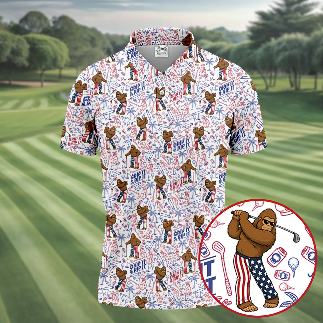 Funny Grip It And Rip It Bigfoot Golf Polo Shirt, Hawaiian Golf Shirt, Golf Shirts For Men