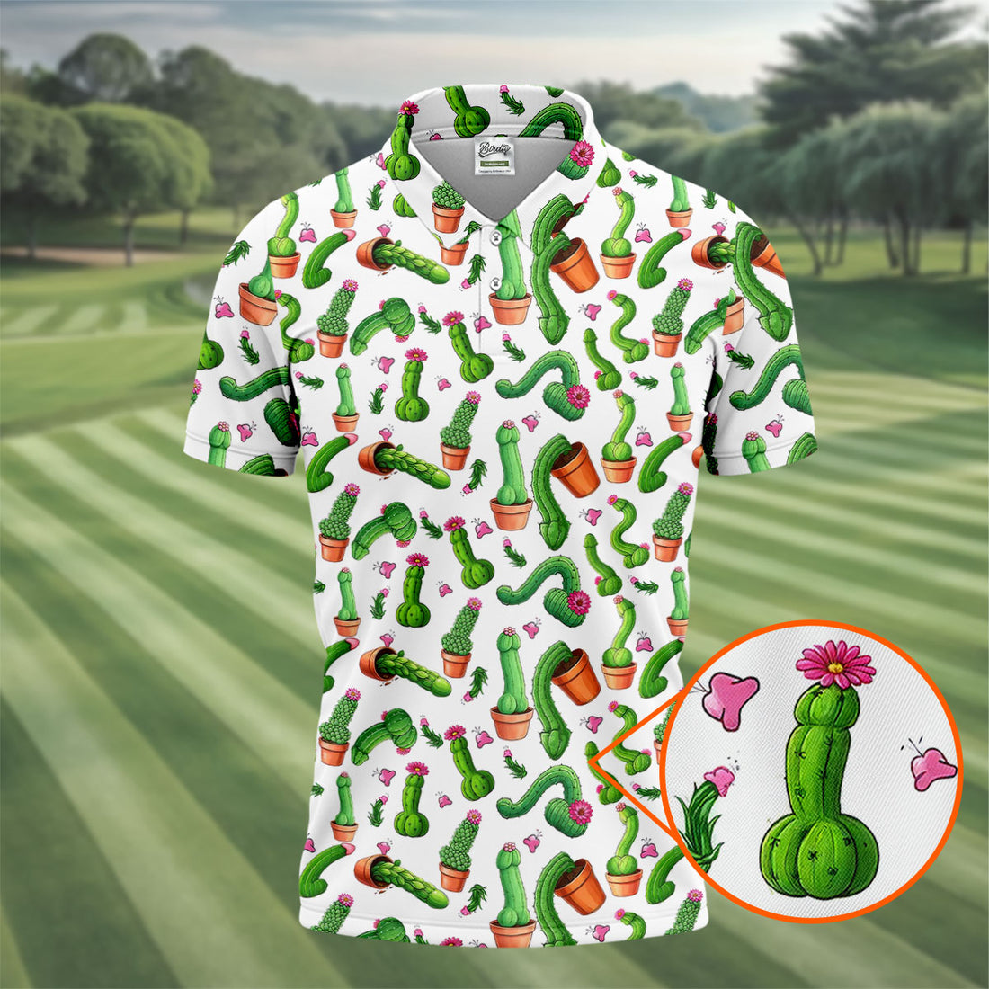 Funny Cactus Adult Humor Mens Golf Shirts, Polo Shirts For Men, Valentines Golf Gift, Golf Gift For Men