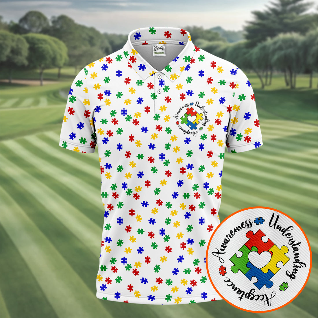 Awareness Understanding Acceptance Autism Puzzle Men's Polo Shirt, Autism Awareness Shirt, Golf Shirts For Men