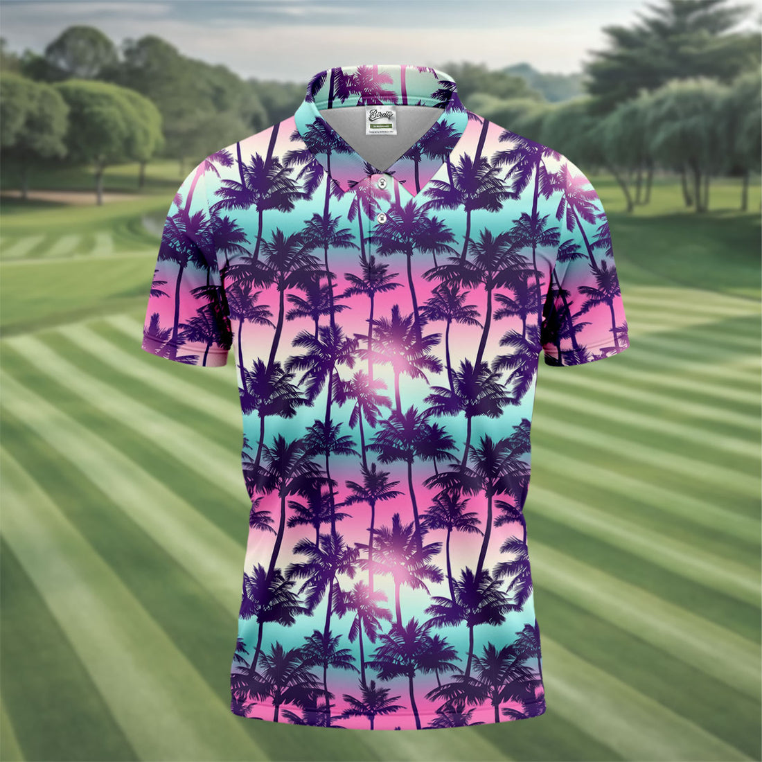 Tropical Palm Tree Golf Shirt, Men’s Golf Polo Shirt, Hawaiian Polo Shirt, Summer Beach Polo For Men