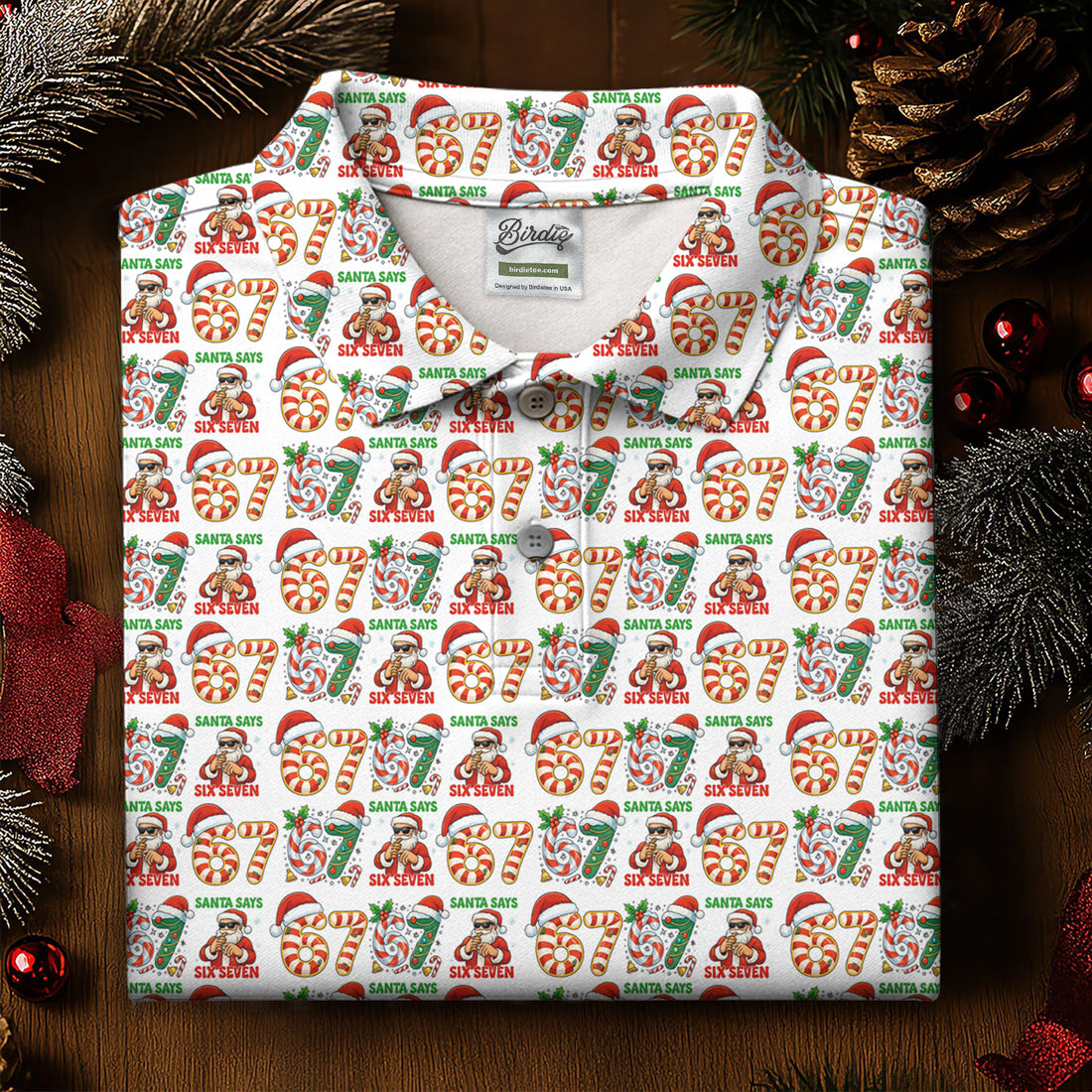 Santa Says Six Seven Funny Christmas Golf Shirt For Men, Christmas Golf Tops, Men Golf Apparel