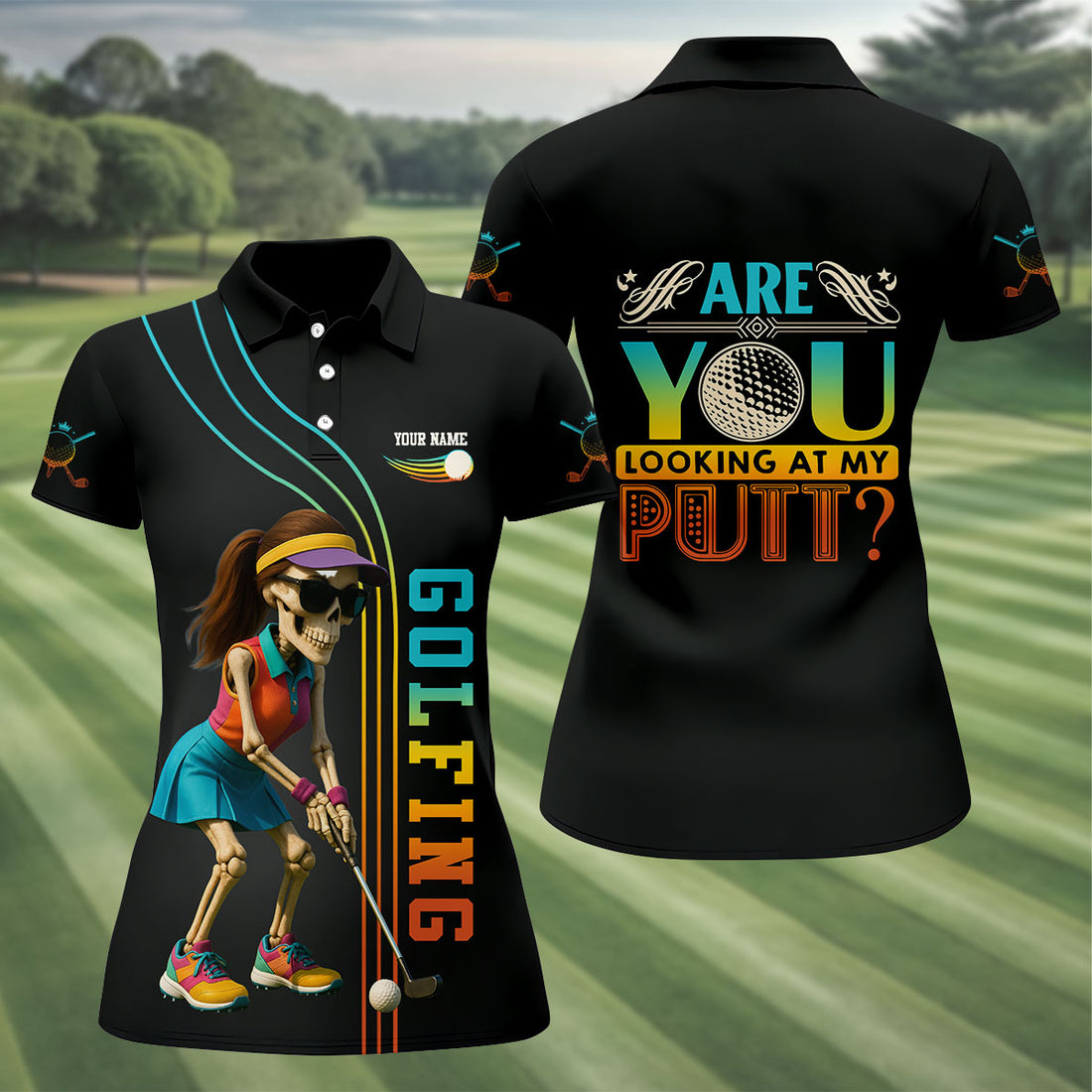 Are You Looking At My Putt Custom Womens Golf Polo Shirt, Ladies Golf Shirts, Golfing Shirt, Best Golf Polos