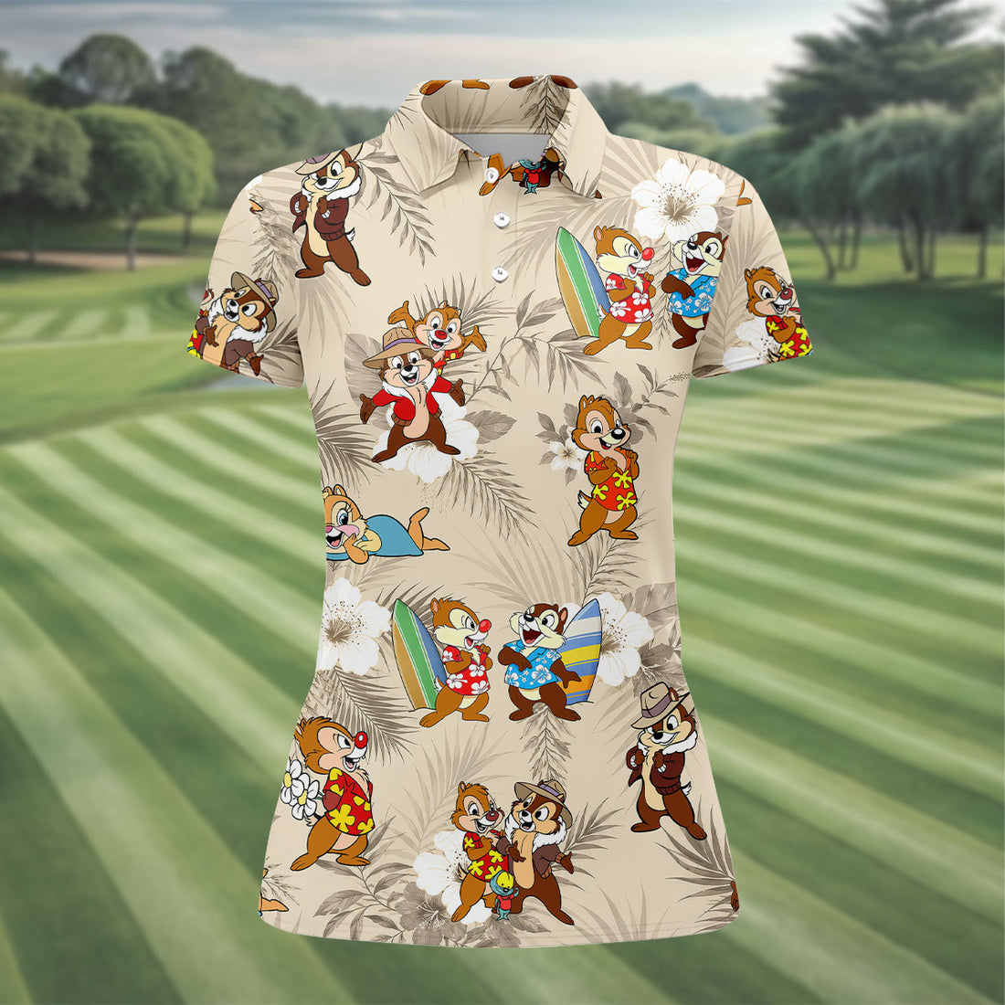 Tropical Chip And Dale Beach Golf Polo Shirt, Women’s Golf Polo, Golf Shirts For Women