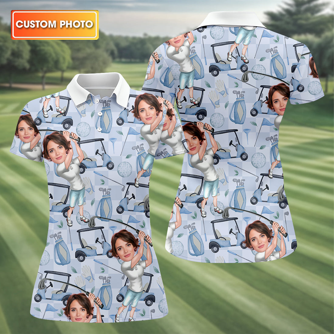 Custom Face Womens Golf Shirt, Funny Golf Shirt, Mothers Day Gifts