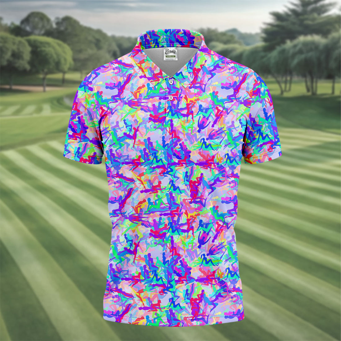 Funny Couple Purple Neon Golf Tops For Men, Unique Gift For Golfer, Men's Golf Polo