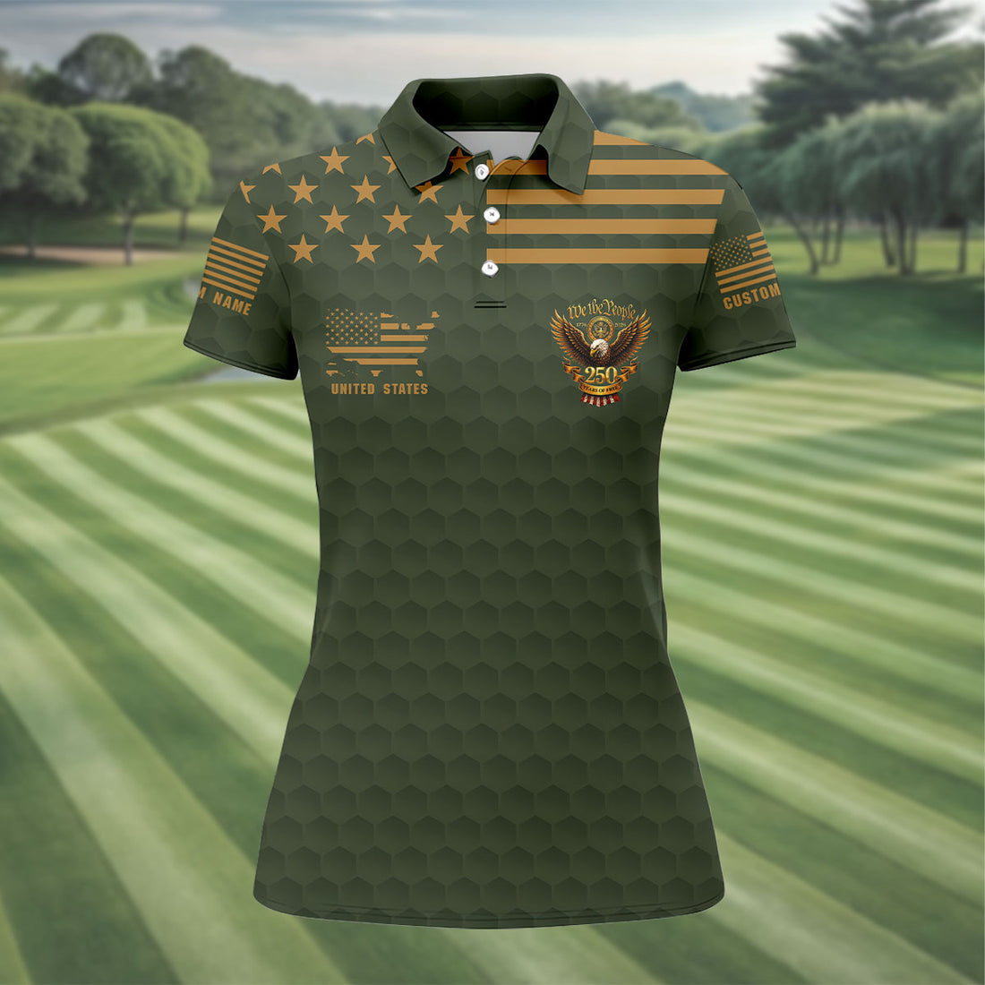 Army Veteran We The People 250 Years Of Free 4th Of July Golf Shirt, Women's Golf Tops