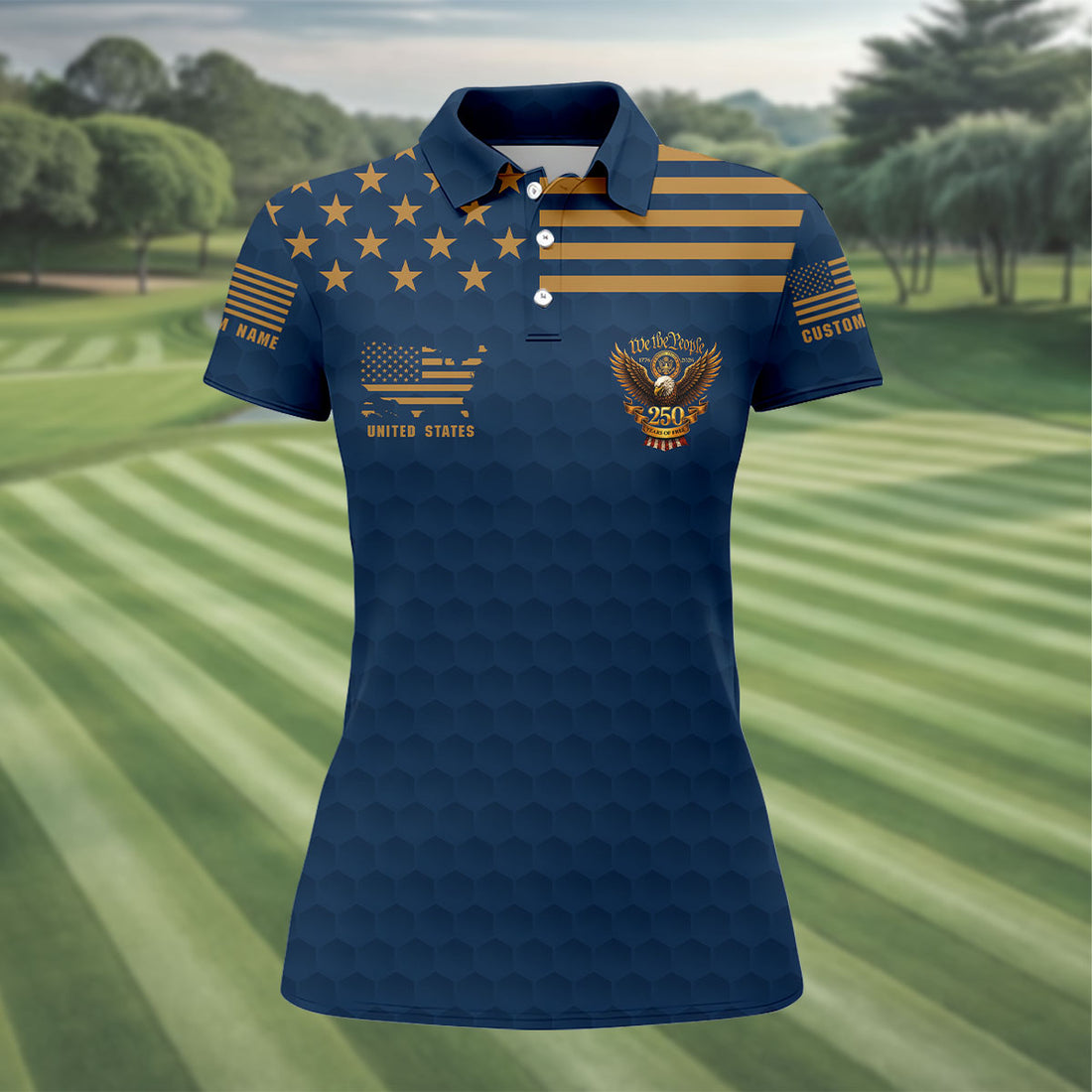 Navy Veteran We The People 250 Years Of Free 4th Of July Golf Shirt, Women's Golf Tops