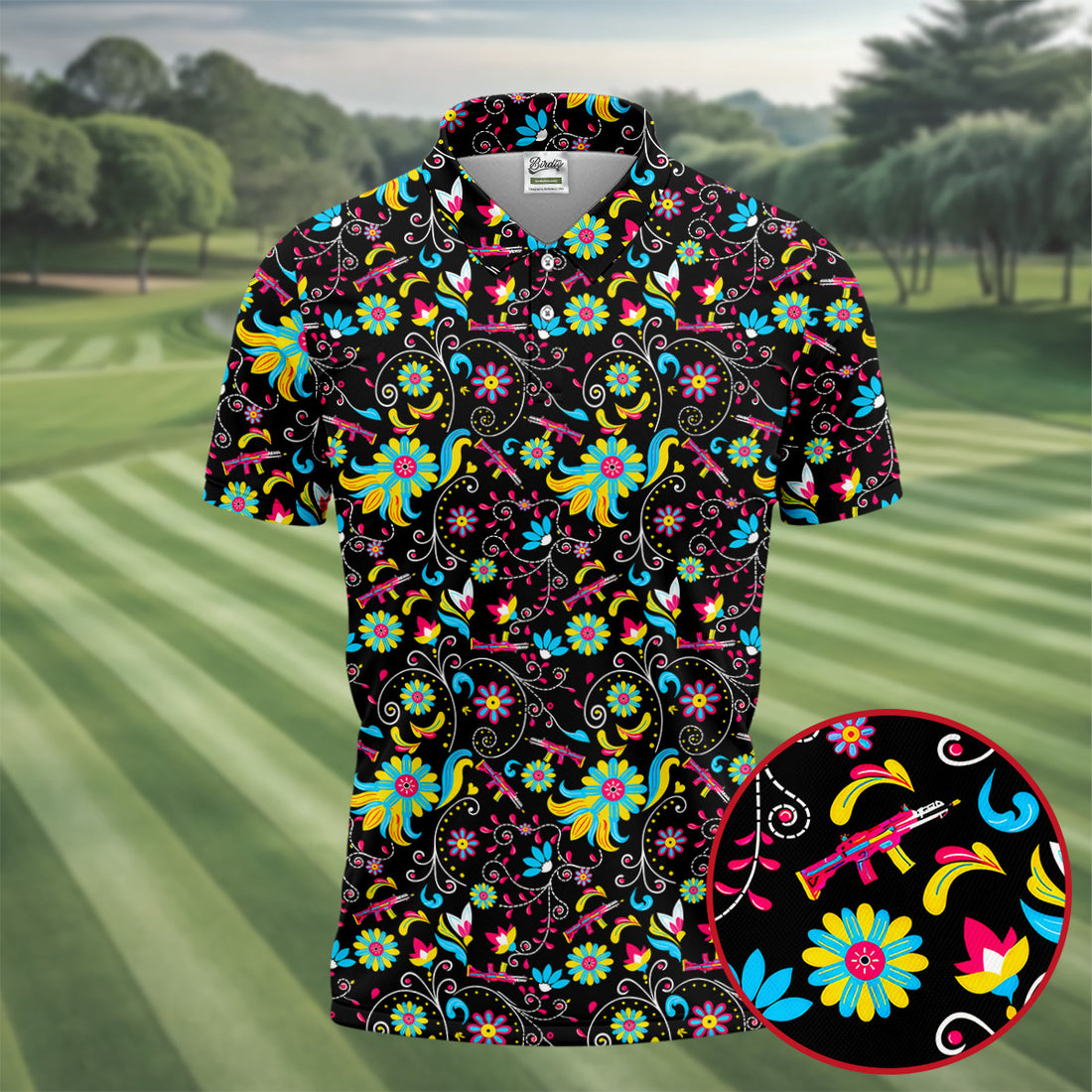 Flores De Mayo Cinco De Mayo Celebration Fiesta Themed Tropical Pattern Golf Shirts For Men