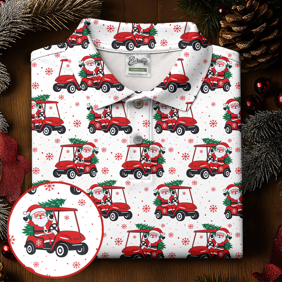 Santa Claus Golf Cart Christmas Golf Shirt, Women's Golf Tops, Ladies Golf Shirts, Golf Gift For Ladies