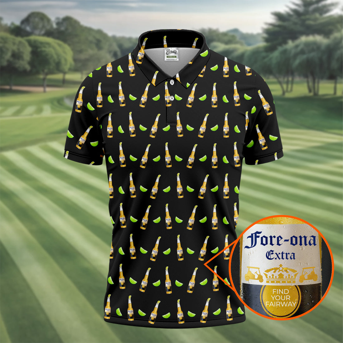 Fore-ona Extra Find Your Fairway Beer And Lime Men's Funny Golf Shirts, Golf Shirts For Men