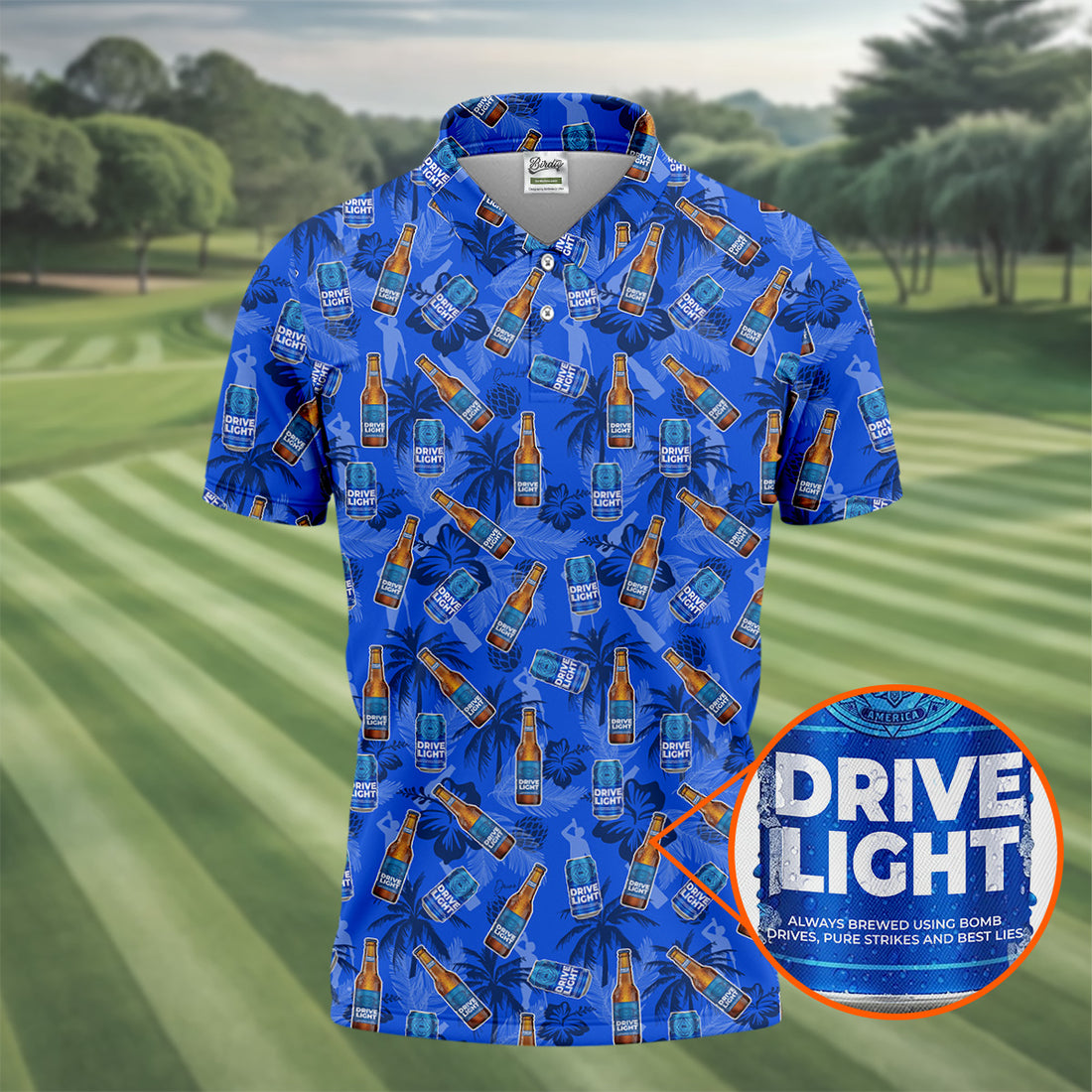 Drive Light Golf And Beer Tropical Pattern Fun Golf Shirt, Golf Tops For Men, Golf Shirts For Men