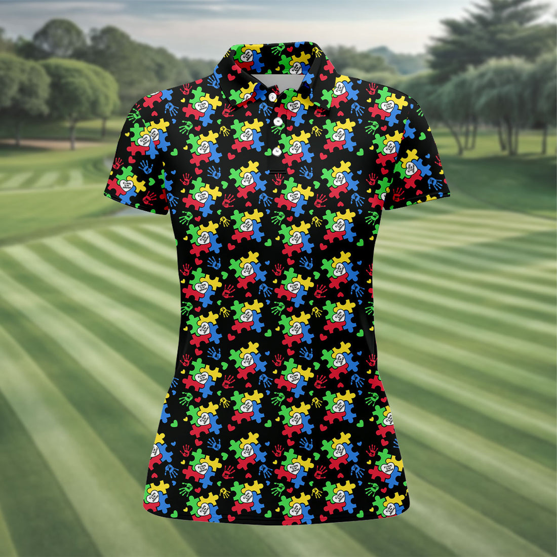 It's Okay To Be Different Autism Puzzle Women's Golf Tops, Autism Awareness Colors Ladies Golf Polos