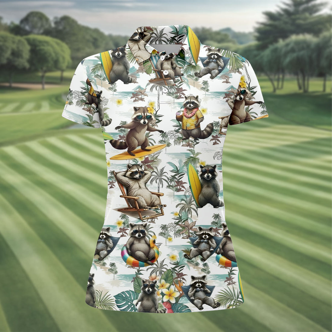 Raccoon Beach Vacation Hawaiian Shirt, Hawaiian Shirt For Women, Tropical Button Up Shirt