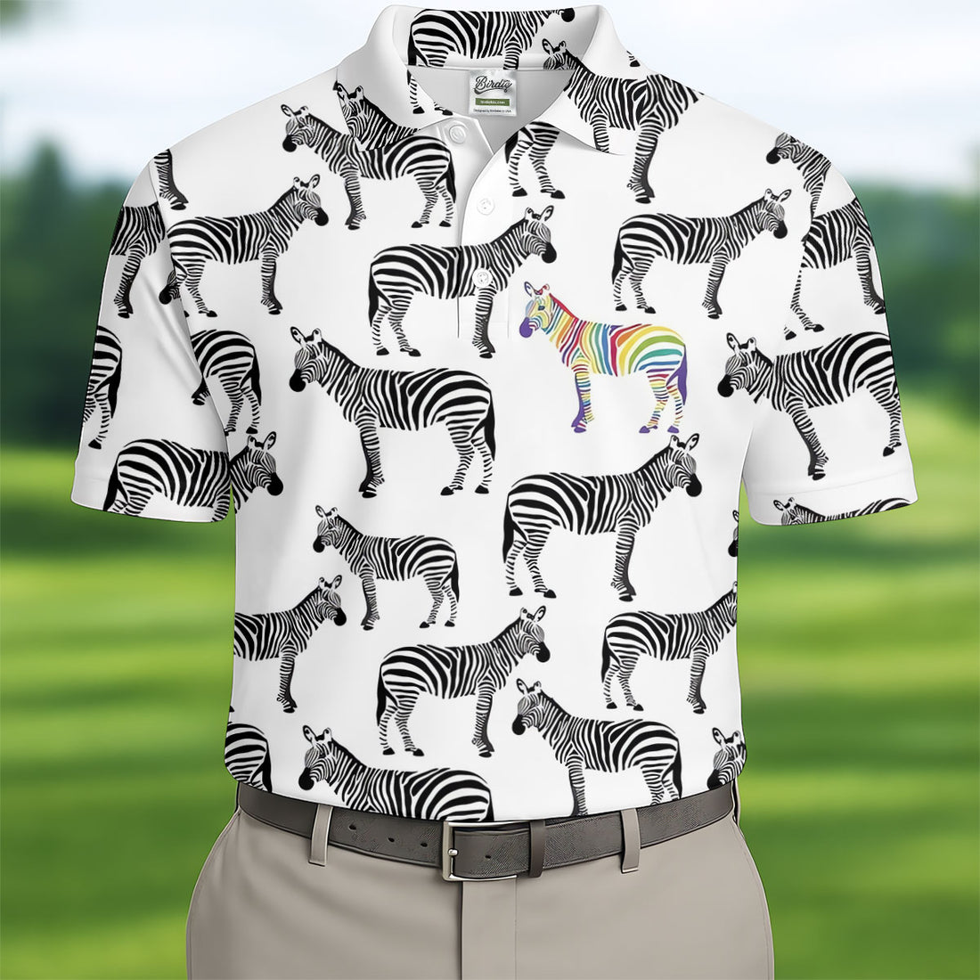 Rainbow Zebra Be Yourself Pride Month Support Golf Tops For Men, LGBT Community Polo Shirts For Men