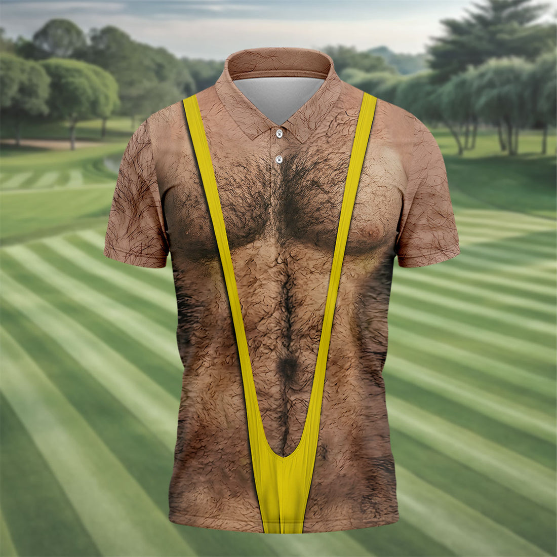 Funny Hairy Chest Yellow Suspender Golf Shirt, Funny Golf Shirt, Men's Golf Shirt, Polo Shirts For Men (Copy) (Copy)