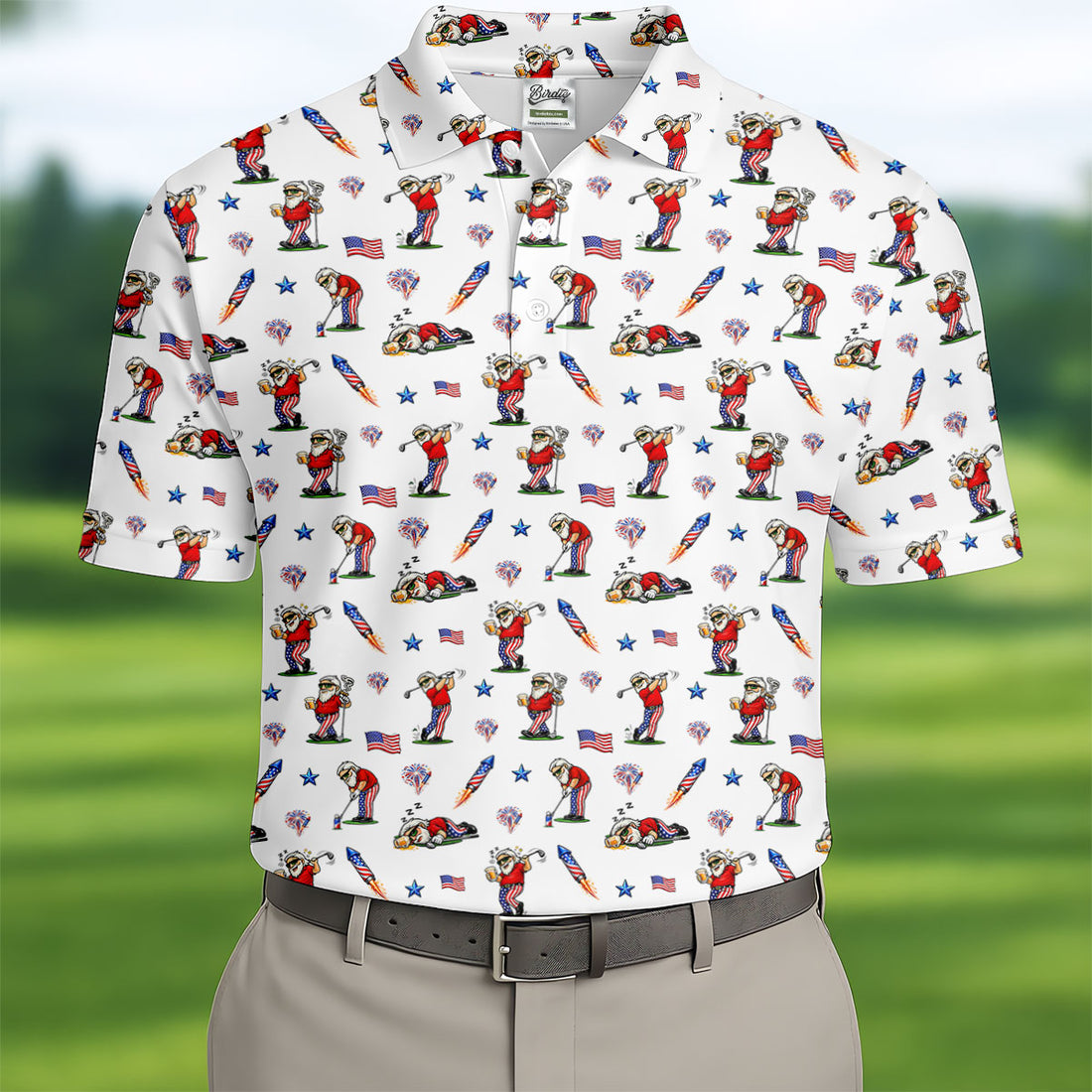 Funny Man Golf And Beer White Golf Shirt, Vintage Golf Shirt, 250th Anniversary Golf Shirts For Men