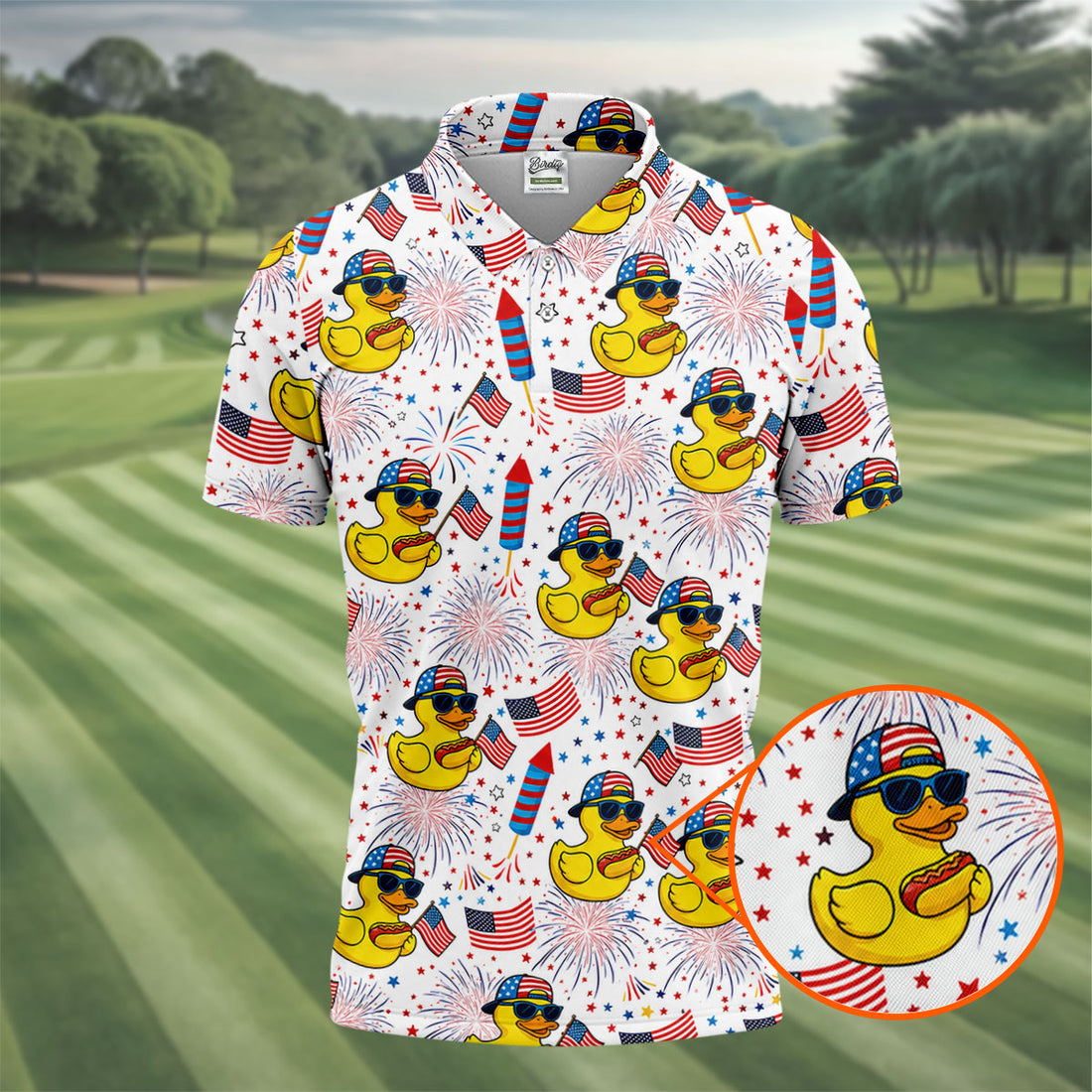 Funny Rubber Duck 250 Years Patriotic Golf Shirt, 4th Of July Golf Shirts For Men