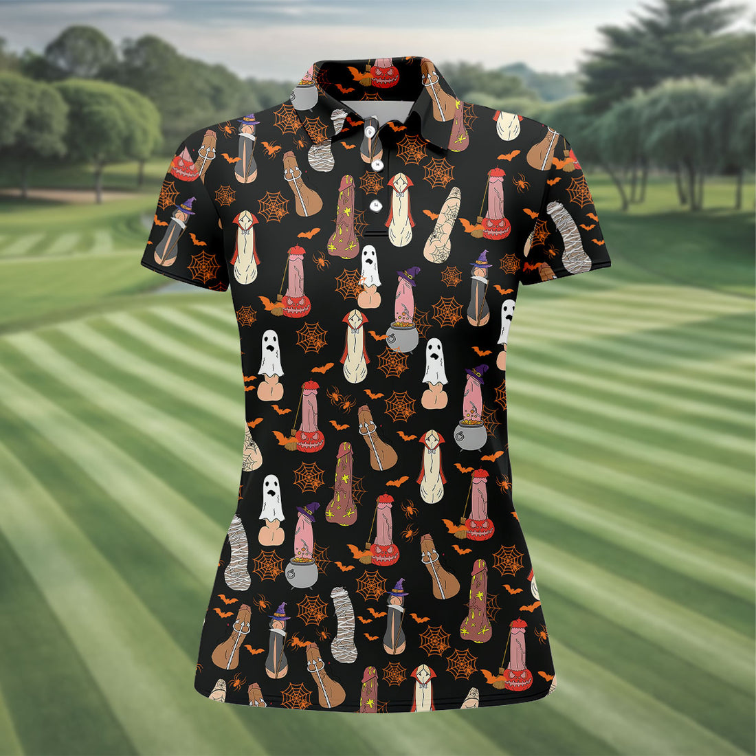 Funny Dirty Black Halloween Golf Shirt, Fun Women's Golf Shirts, Halloween Gift Idea, Ladies Golf Polos
