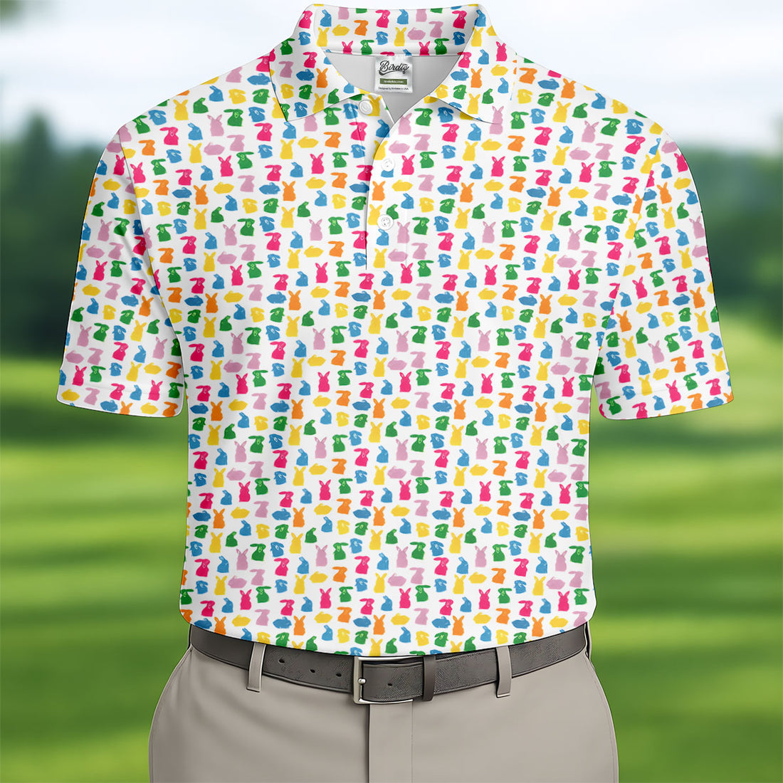 Bunny Hops Seamless Pattern Easter Golf Shirt, Golf Shirts For Men, Men's Funny Golf Shirts, Polo Shirts For Men