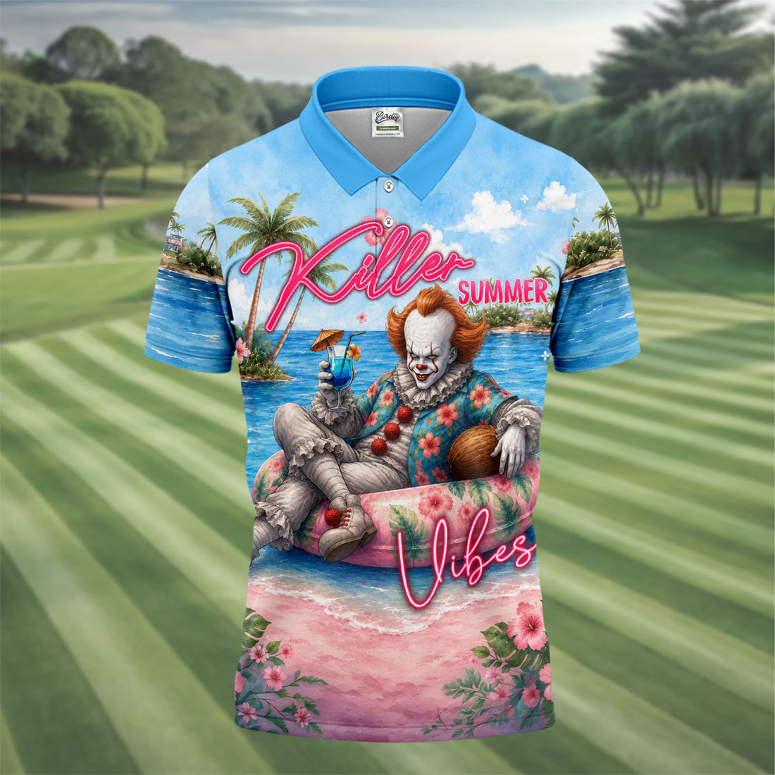 Killer Summer Vibes Scary Clown Golf Polo Shirt, Men's Golf Shirt, Printed Golf Shirts