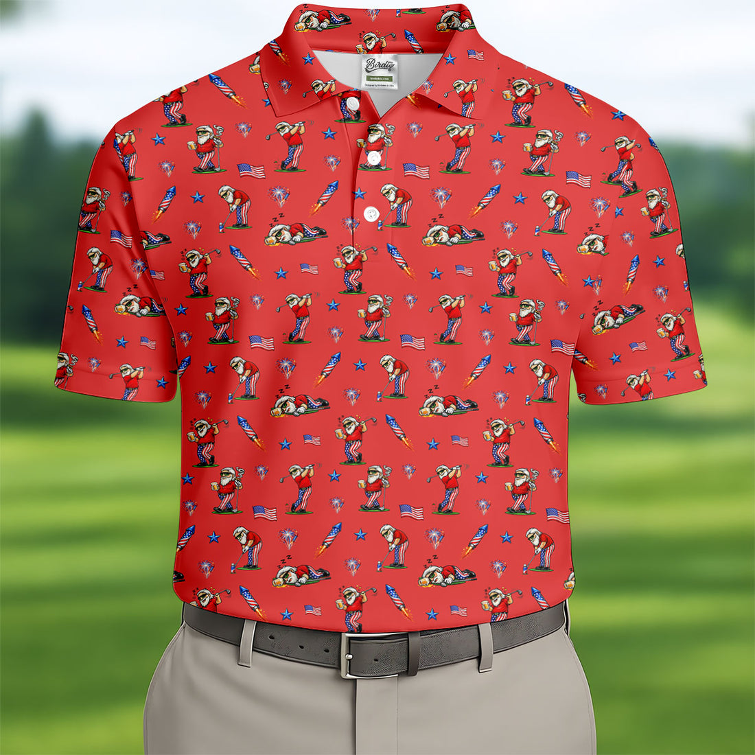 Funny Man Golf And Beer Red Golf Shirt, Vintage Golf Shirt, 250th Anniversary Golf Shirts For Men