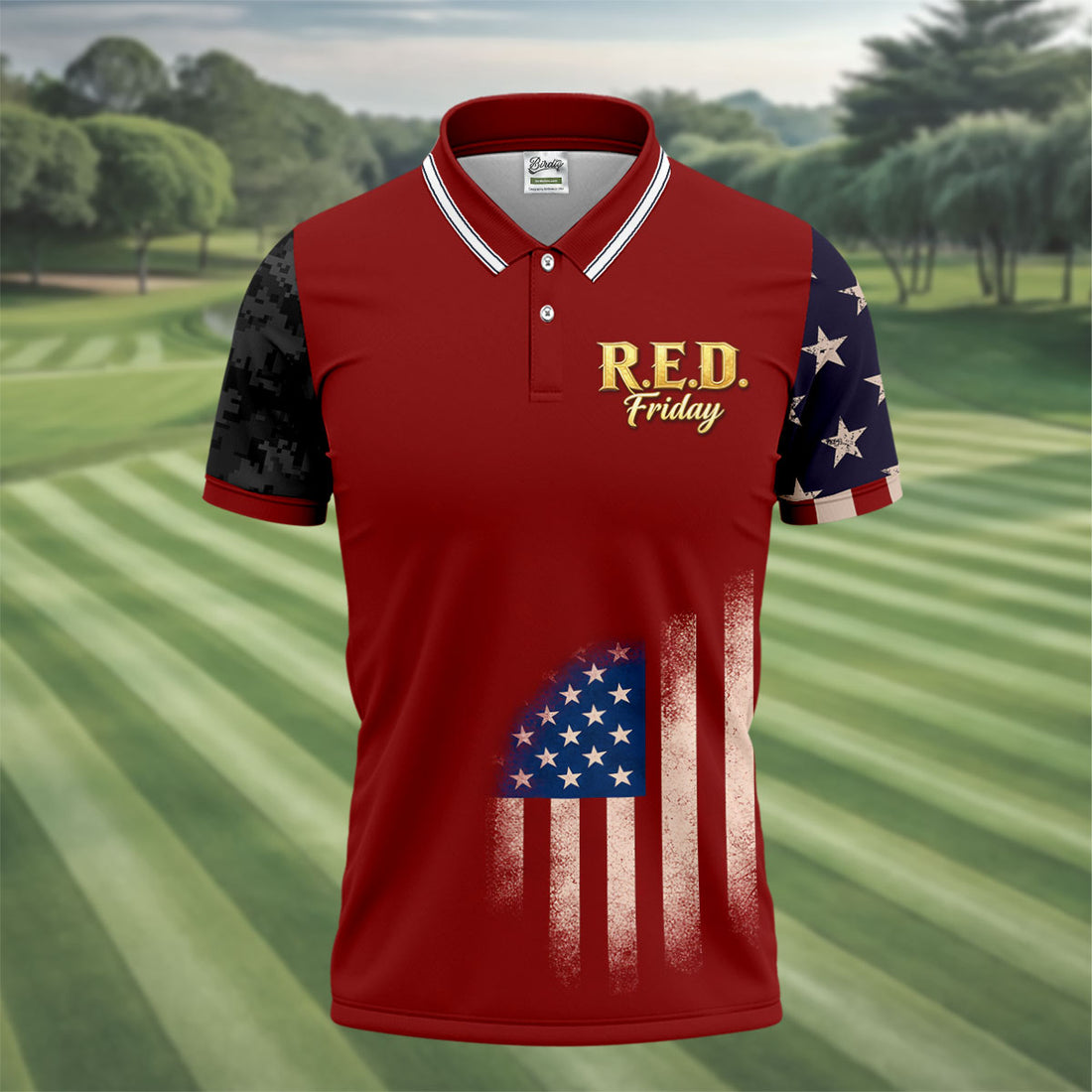 Military Support Golf Shirt, Red Friday Polo Shirt For Men, USA Flag Patriotic Apparel