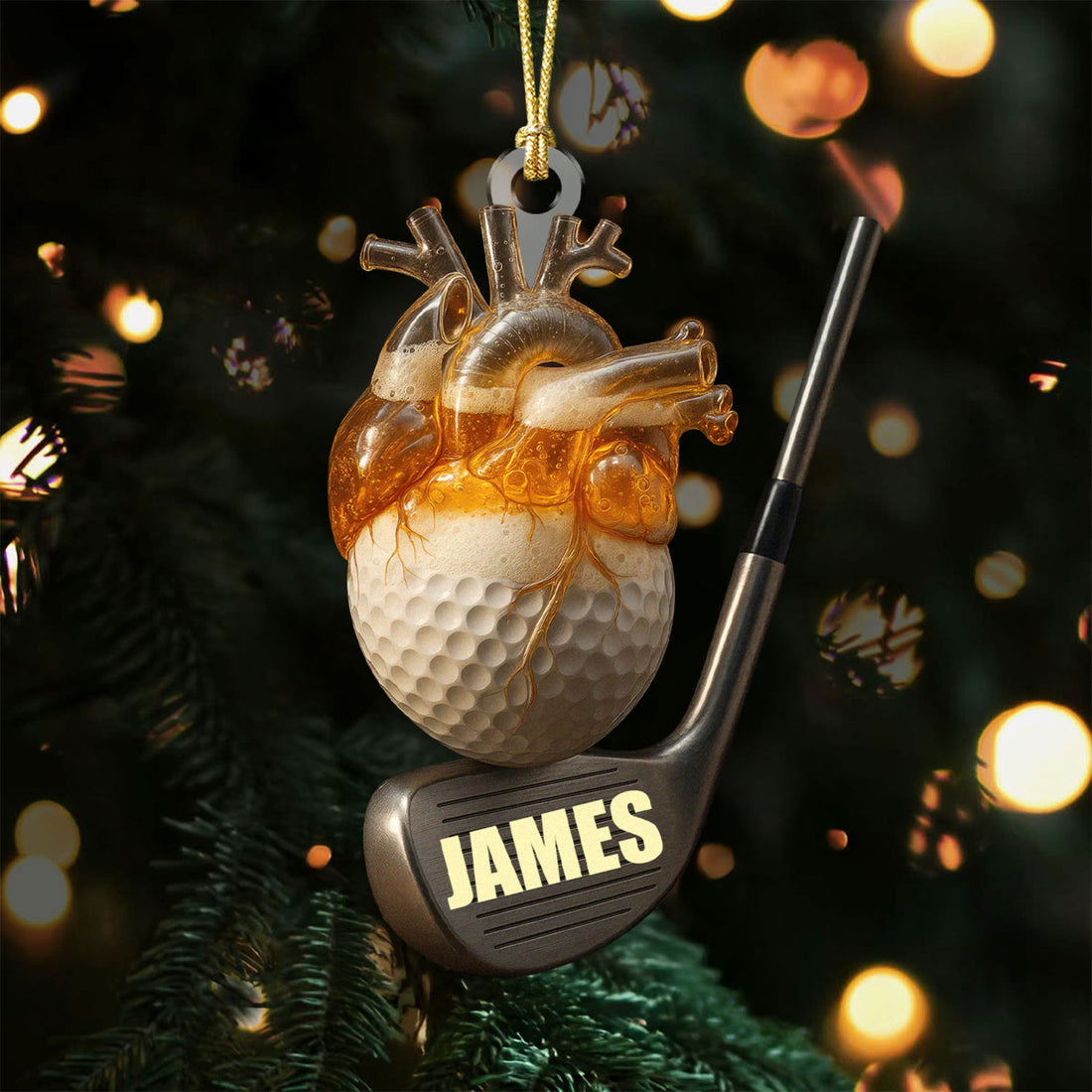 Fueled By Golf and Beer Acrylic Ornaments, Golf Christmas Gifts, Funny Golf Ball Golf Ornaments