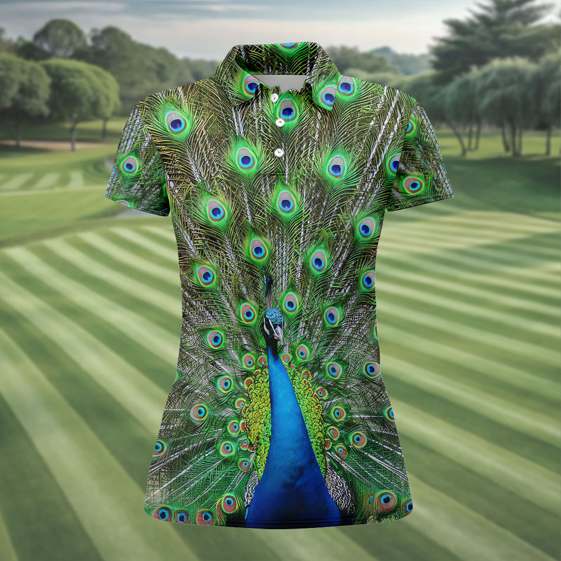 The Peacock Unique Golf Shirt, Women's Golf Tops, Ladies Golf Shirts, Women's Golf Shirts