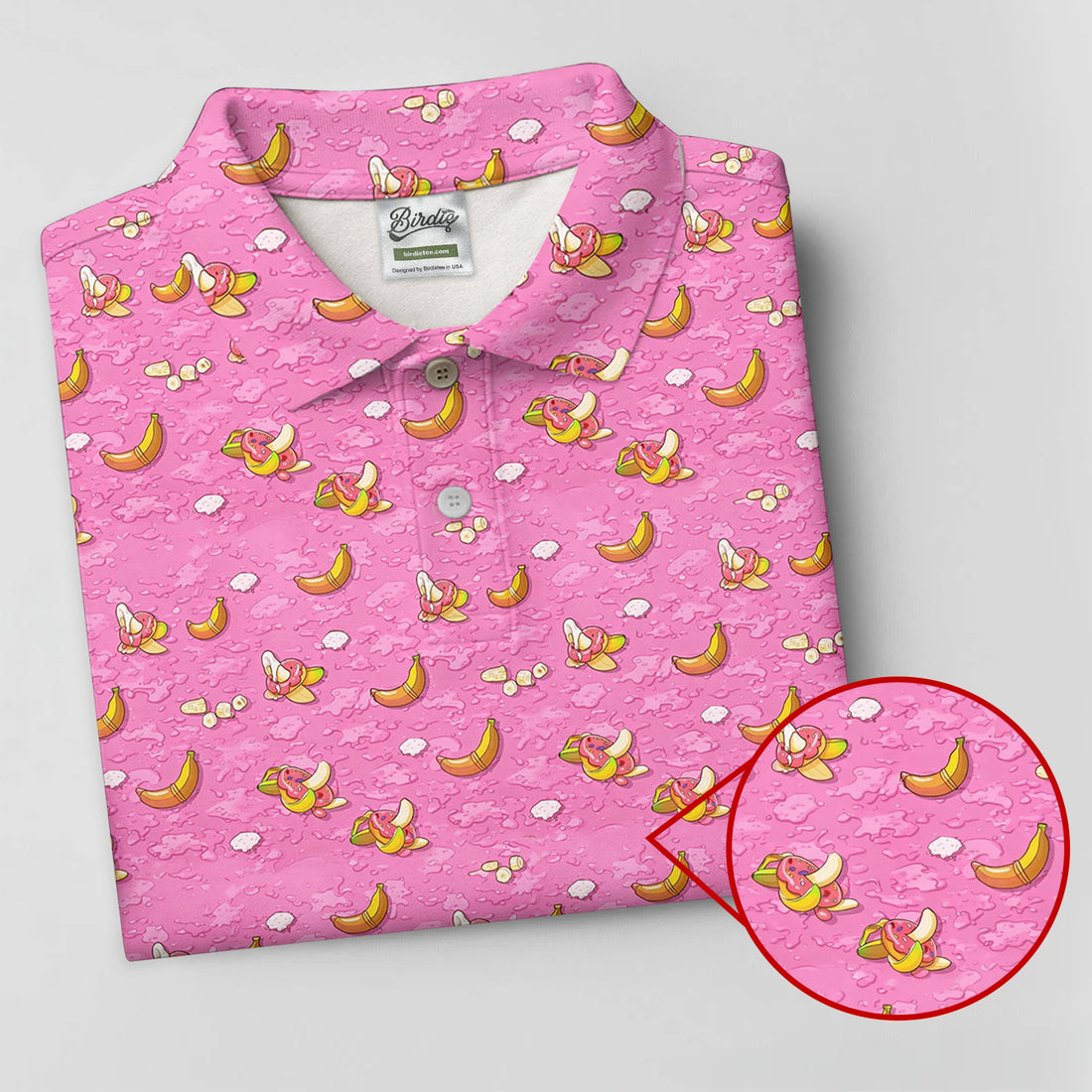 Banana And Donut Dirty Humor Pink Golf Shirt, Fun Golf Shirts For Men, Valentines Golf Gift, Golf Shirts For Men